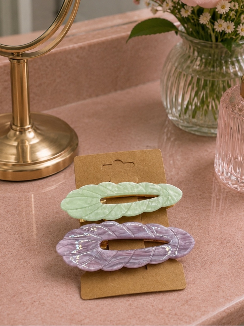 Pastel Leaf Design Barrette Set (BR1111/3)